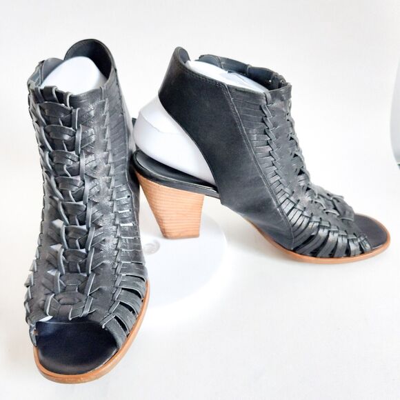 Paul Green Miranda Caged Sandals Black Slingback Peep Toe Block Heel UK 6/ US 9 - Picture 4 of 10